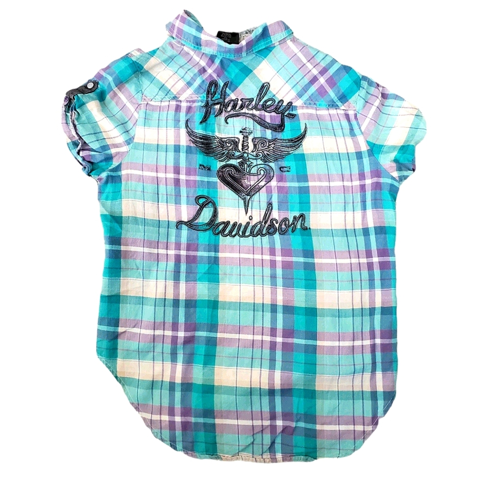 Harley Davidson Plaid Top Size M